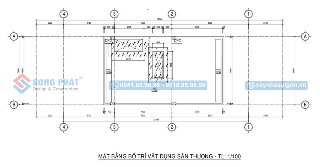 Mặt bằng bố trí vật dụng mái