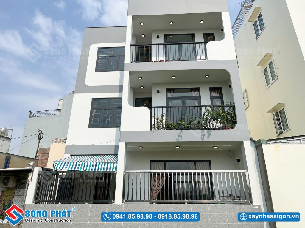 Tỷ lệ mặt đứng được xử lý cân đối, phù hợp nhà phố 3 tầng