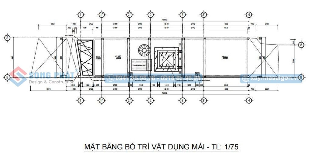 Mặt bằng bố trí vật dụng tầng mái