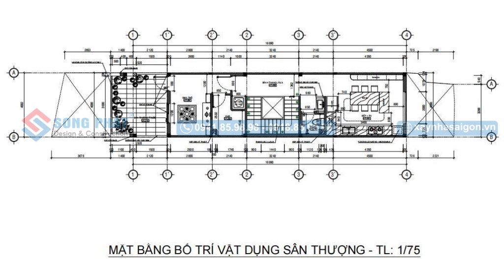 Mặt bằng bố trí vật dụng sân thượng