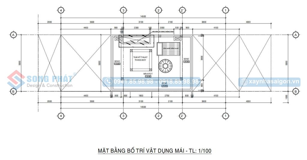 Mặt bằng bố trí vật dụng mái
