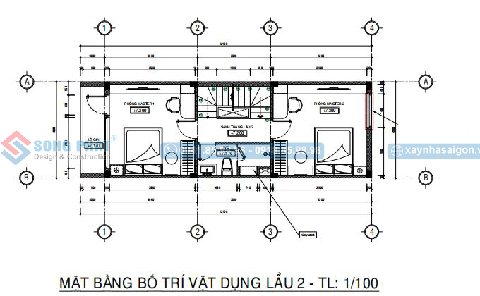 Mặt bằng bố trí vật dụng lầu 2