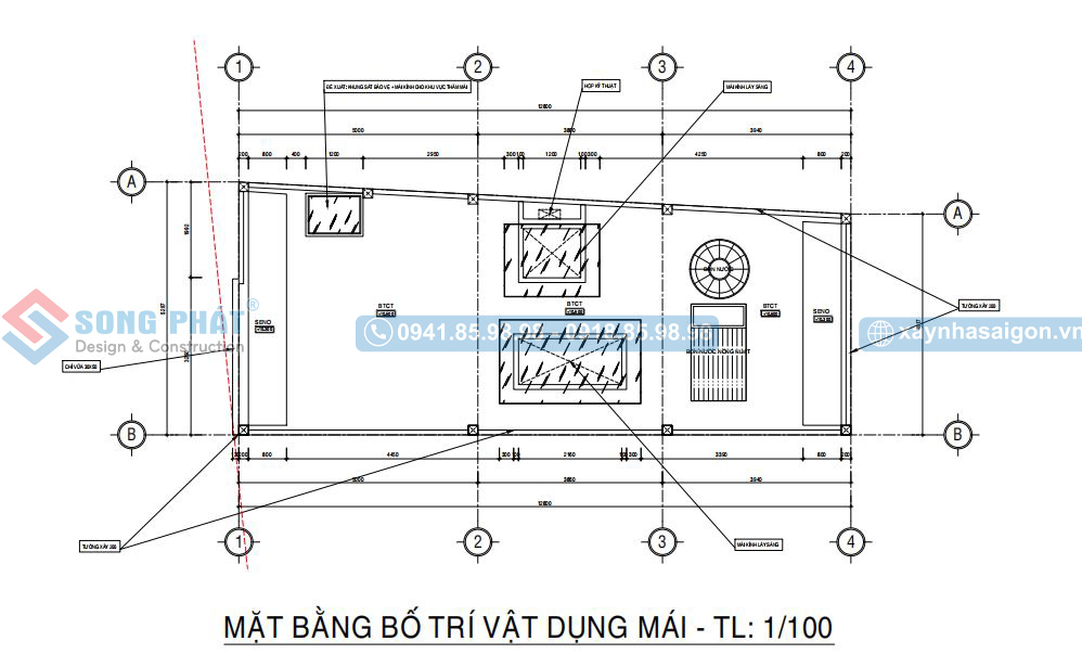 Mặt bằng bố trí vật dụng mái 