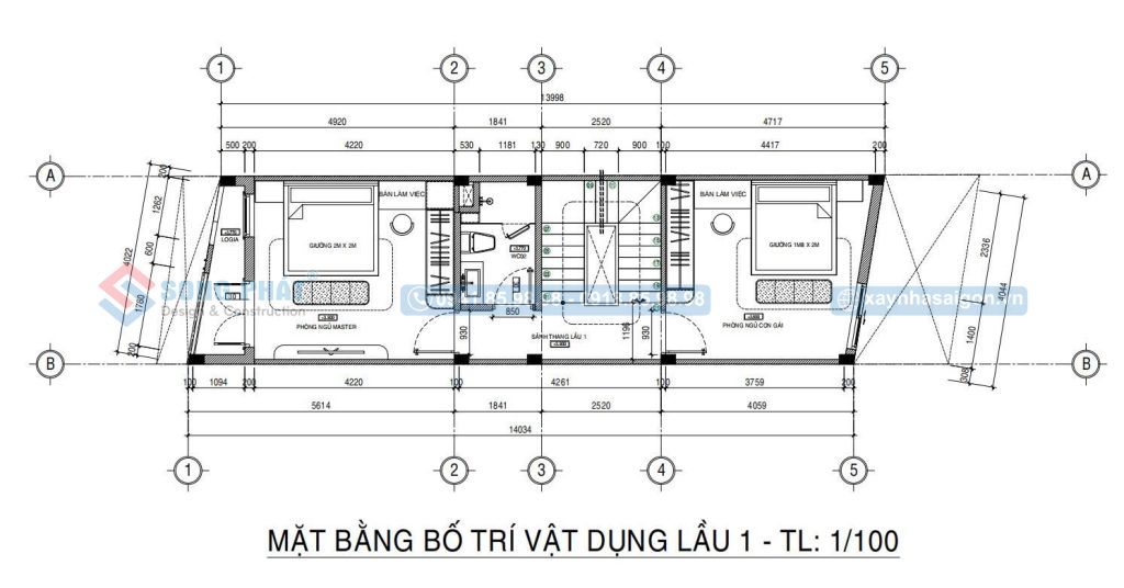 Mặt bằng bố trí vật dụng lầu 1
