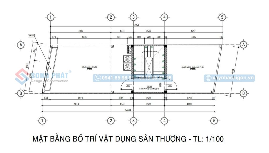 Mặt bằng bố trí vật dụng sân thượng