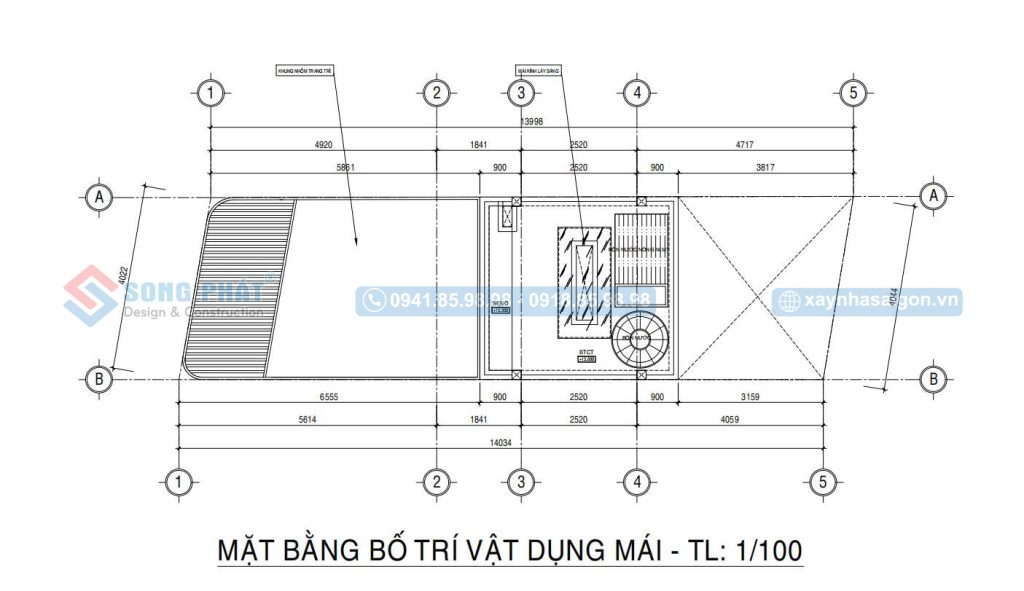 Mặt bằng bố trí vật dụng mái
