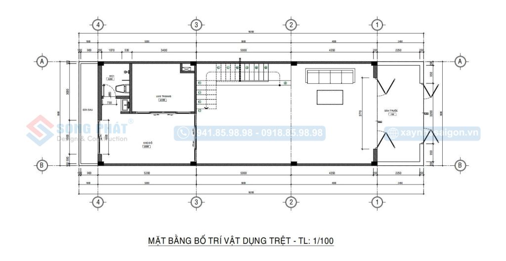Mặt bằng bố trí vật dụng tầng trệt