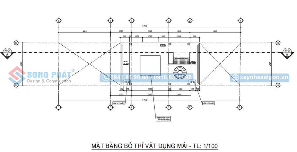 Mặt bằng bố trí vật dụng mái 