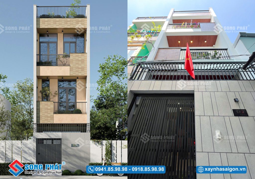 Mặt tiền nhà chú Tài trước và sau khi hoàn thiện 