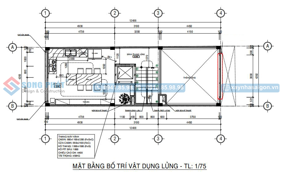 Mặt bằng bố trí vật dụng lửng 