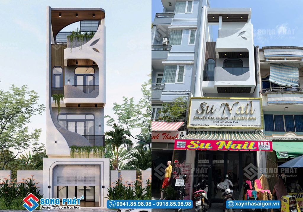 Mặt tiền nhà anh Luân hoàn thiện giống phối cảnh