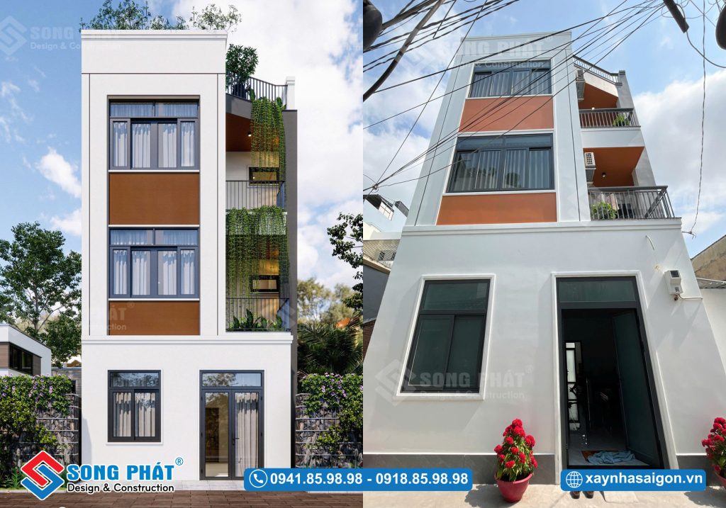 Mặt tiền nhà chú Thà hoàn thiện giống phối cảnh