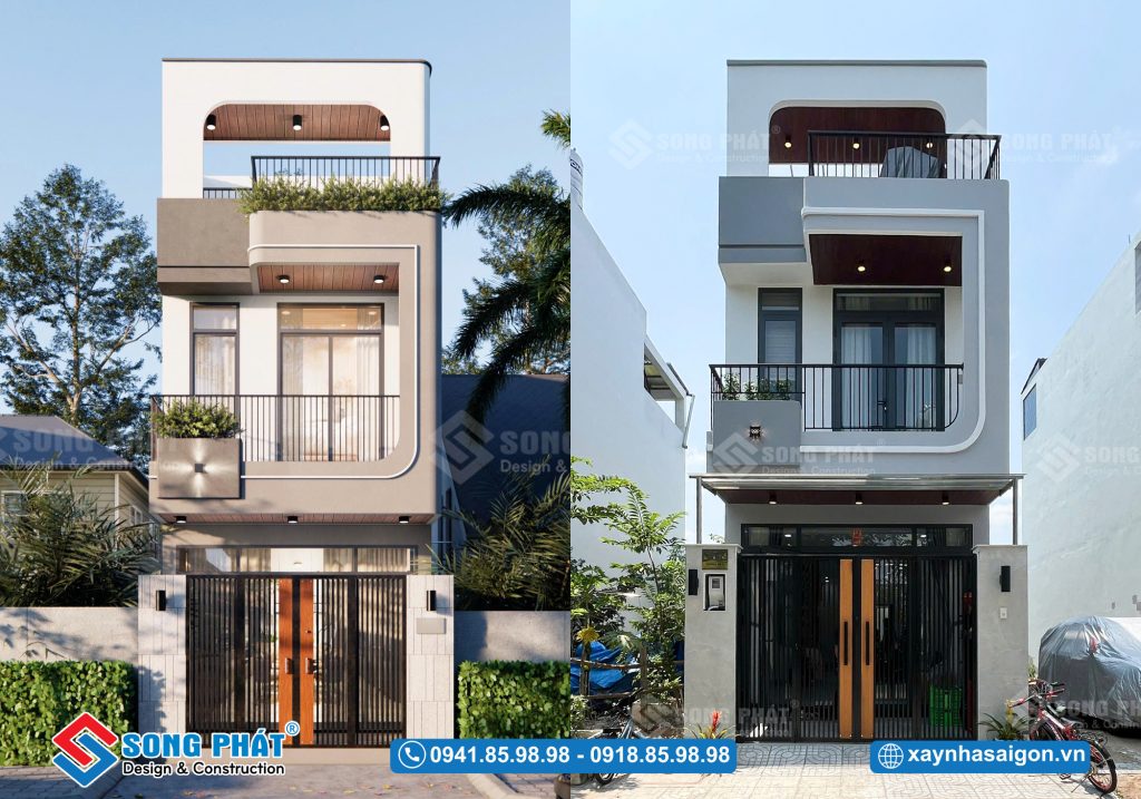 Mặt tiền nhà anh Nhựt hoàn thiện giống phối cảnh 