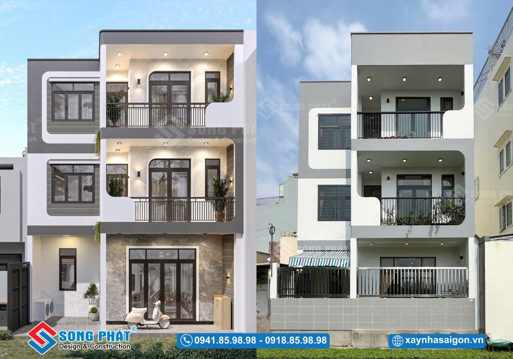 Mặt tiền nhà chị Huyền hoàn thiện giống phối cảnh