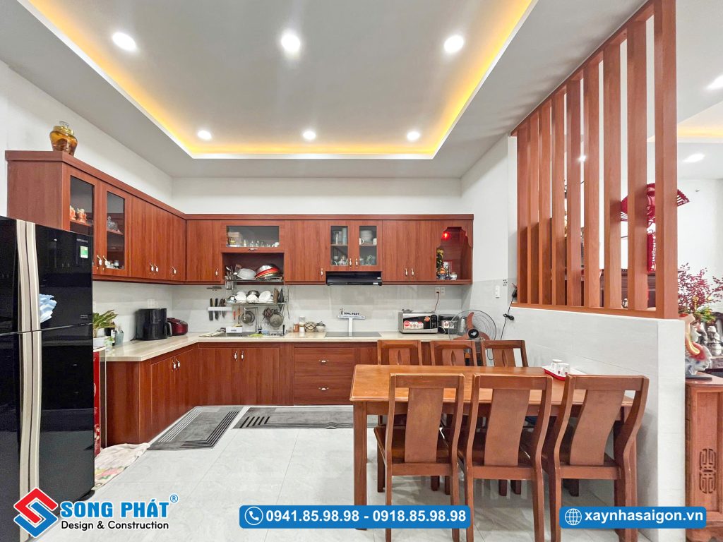 Khu vực bếp ăn sắp xếp linh hoạt, thuận tiện sử dụng