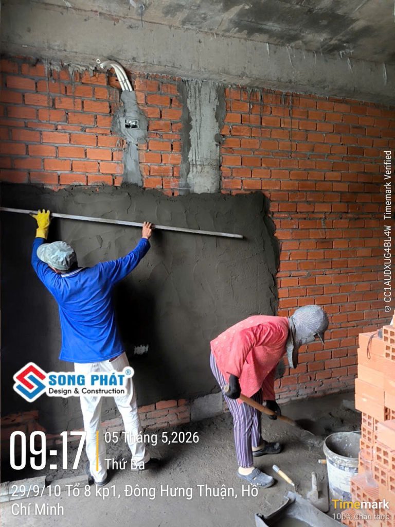 05/05 Triển khai hạng mục tô tường