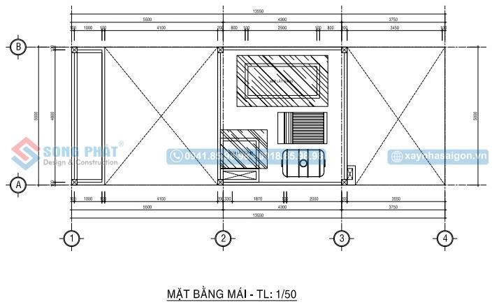 Mặt bằng bố trí vật dụng tầng mái 