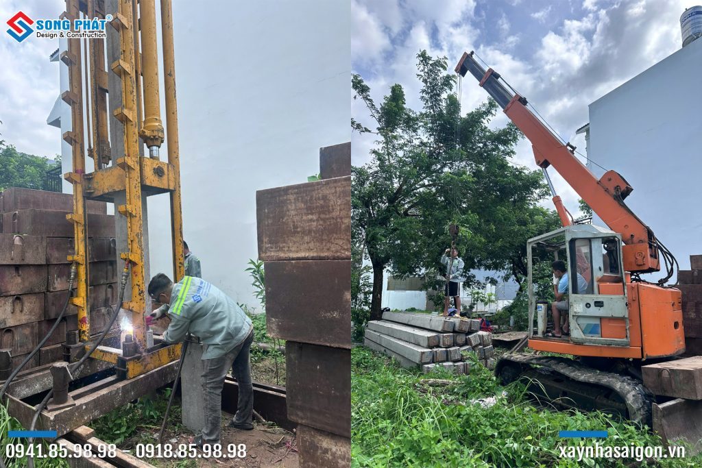 28/08 Thi công ép cọc cho toàn bộ công trình