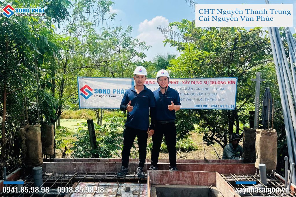 Đội ngũ Song Phát nghiệm thu thép sàn, giám sát quá trình đổ bê tông