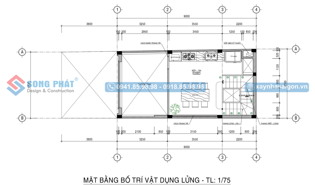 Mặt bằng bố trí vật dụng tầng lửng