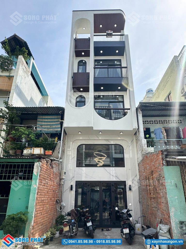 Tổng thể mặt tiền hiện đại mang đến nét đẹp hài hòa cho công trình