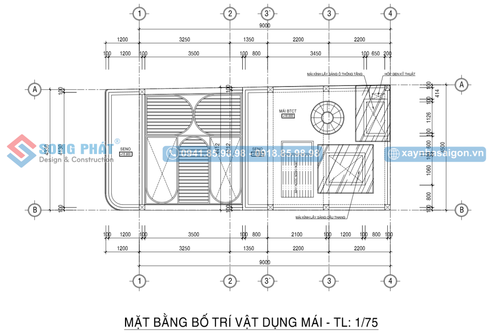 Mặt bằng bố trí vật dụng mái