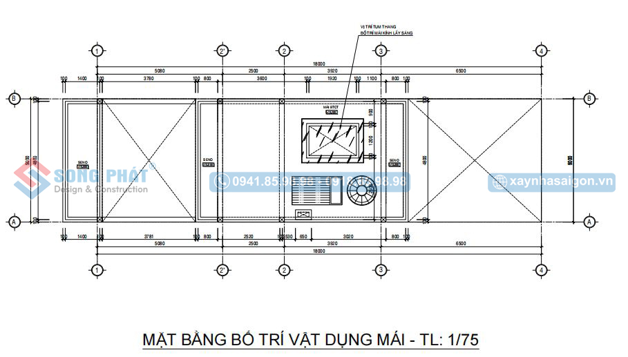 Mặt bằng bố trí vật dụng tầng mái