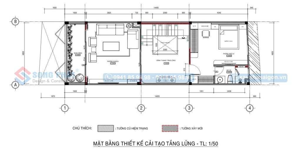 Mặt bằng bố trí vật dụng tầng lửng