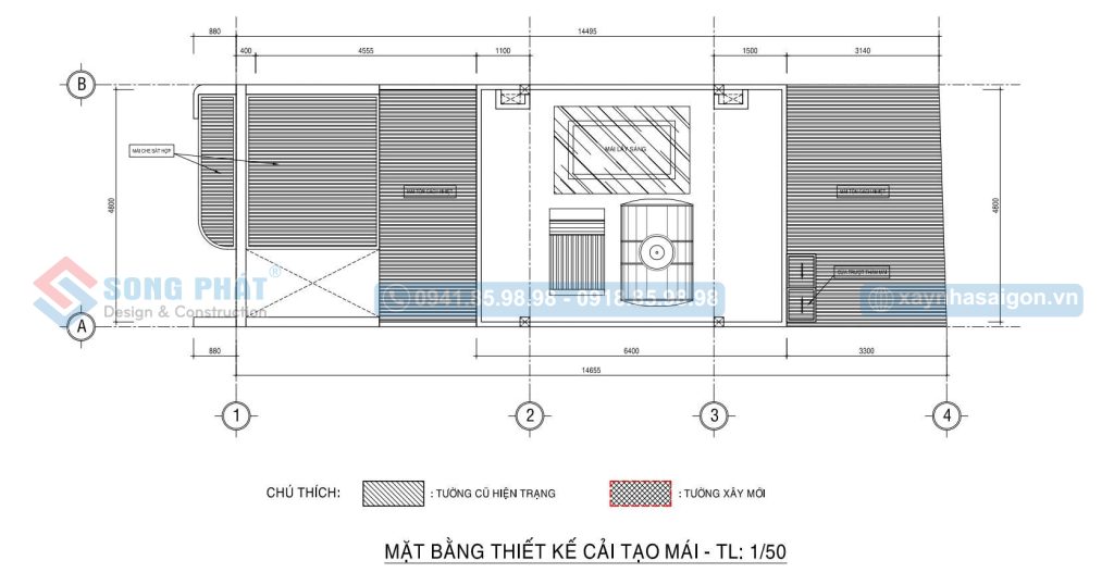 Mặt bằng bố trí vật dụng mái