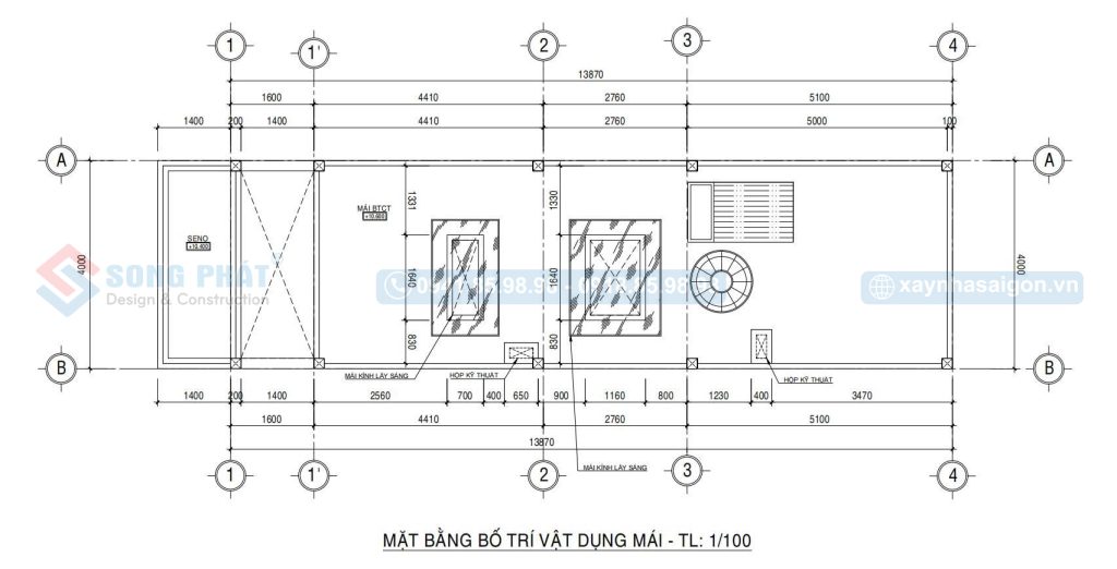 Mặt bằng bố trí vật dụng mái