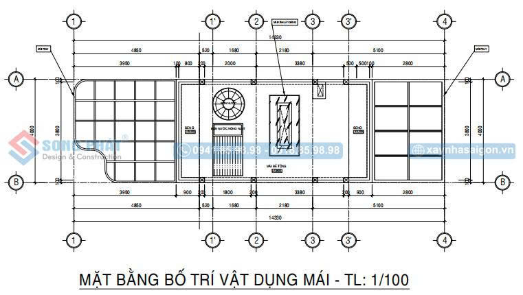 Mặt bằng bố trí vật dụng tầng mái