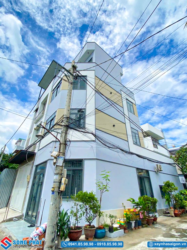 Mặt tiền hoàn thiện giống với bản phối 3D.