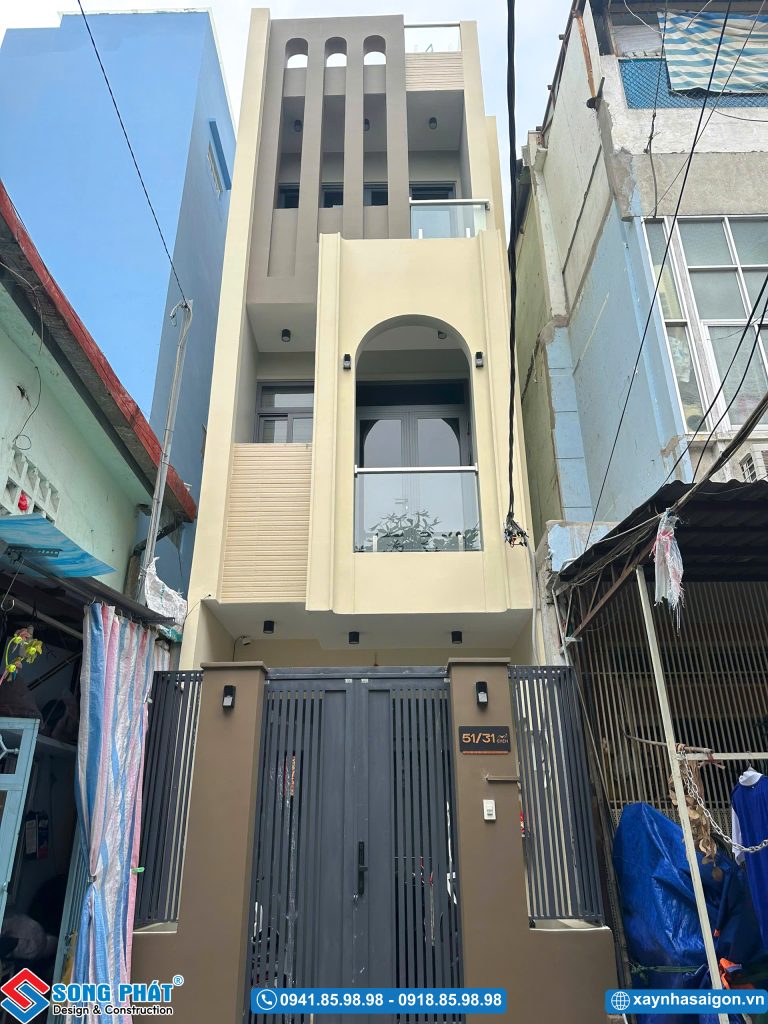 Mặt tiền hoàn thiện giống với bản phối 3D.