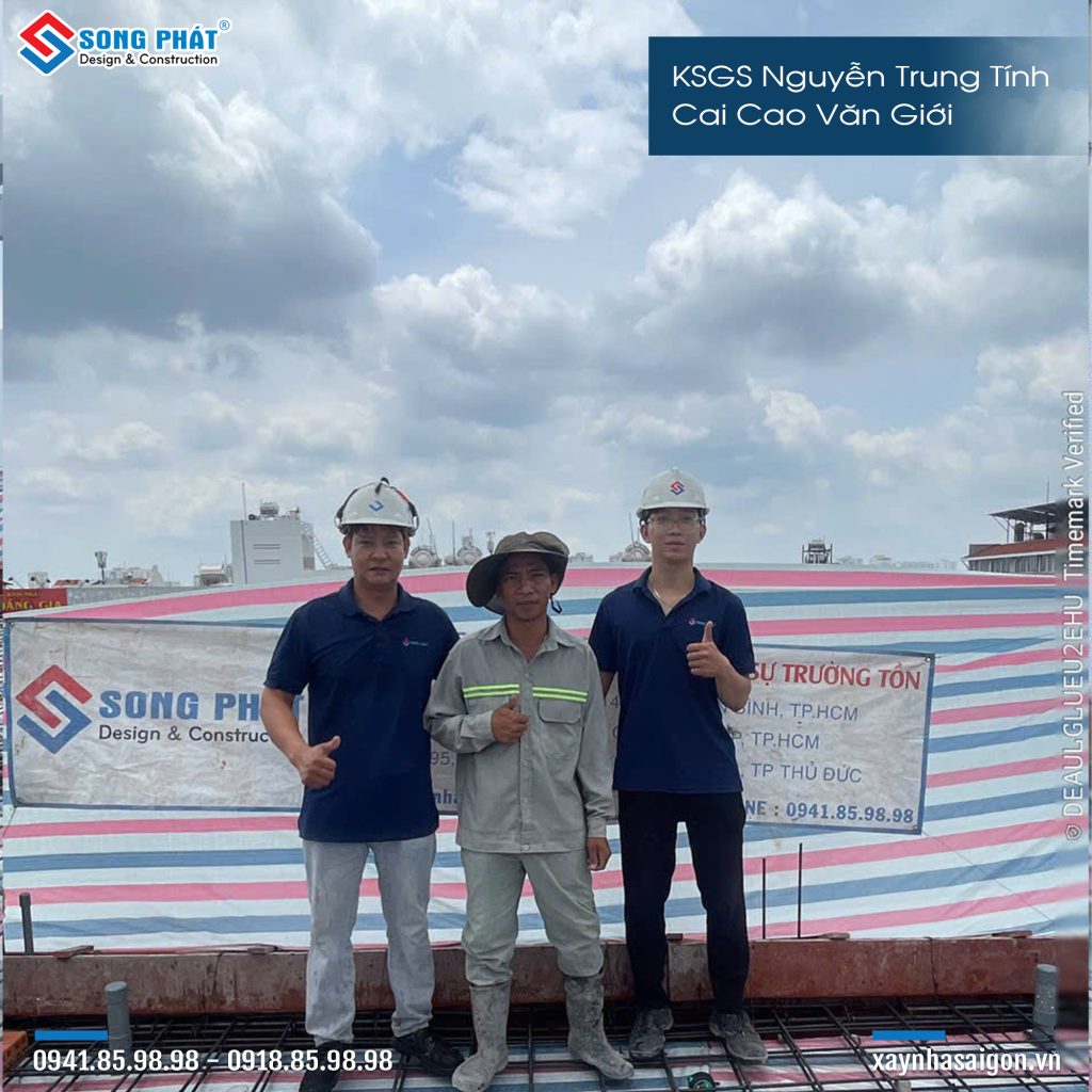 Đội ngũ Song Phát nghiệm thu thép sàn, giám sát quá trình đổ bê tông,