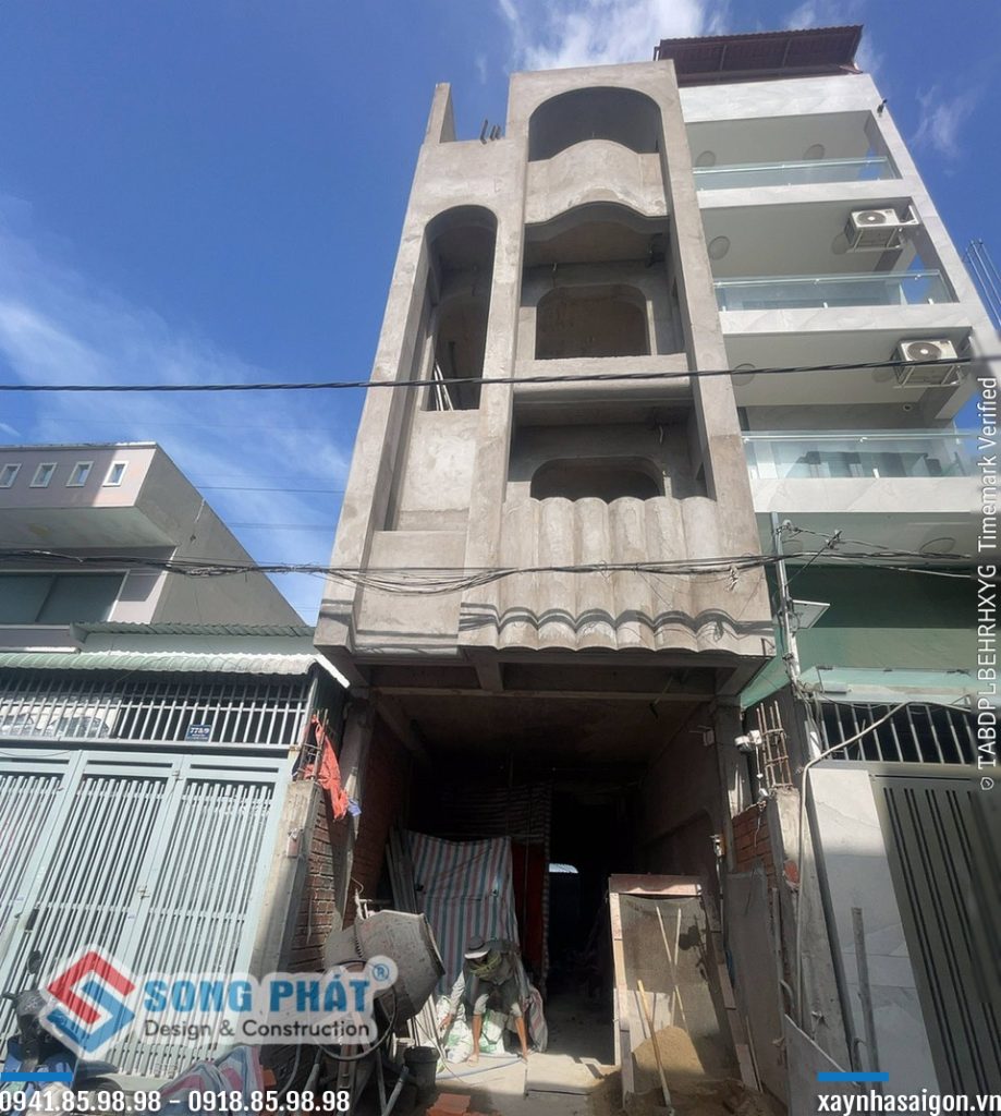 Mặt tiền công trình anh Tú đang thi công tháng 08/2026.
