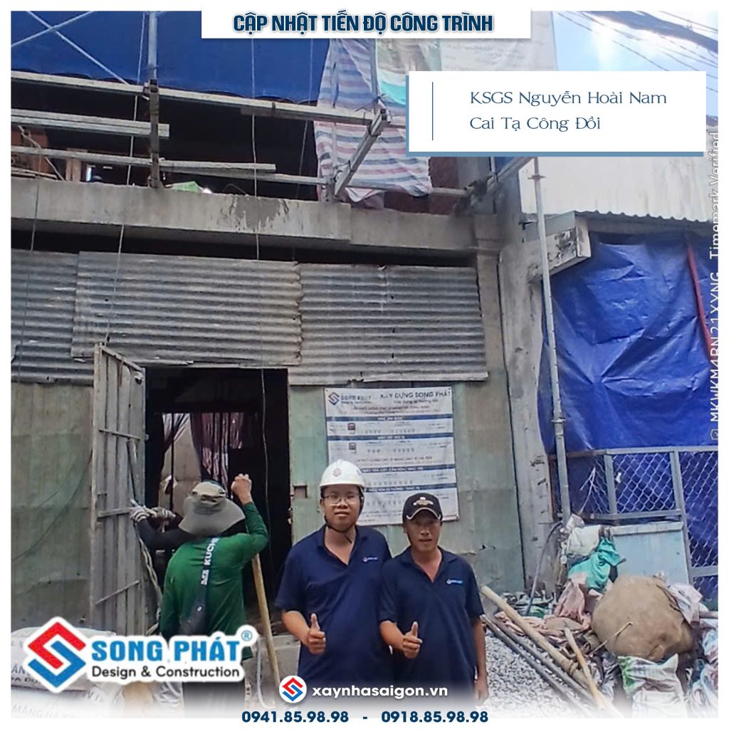 Đội ngũ Song Phát nghiệm thu thép sàn, giám sát quá trình đổ bê tông.