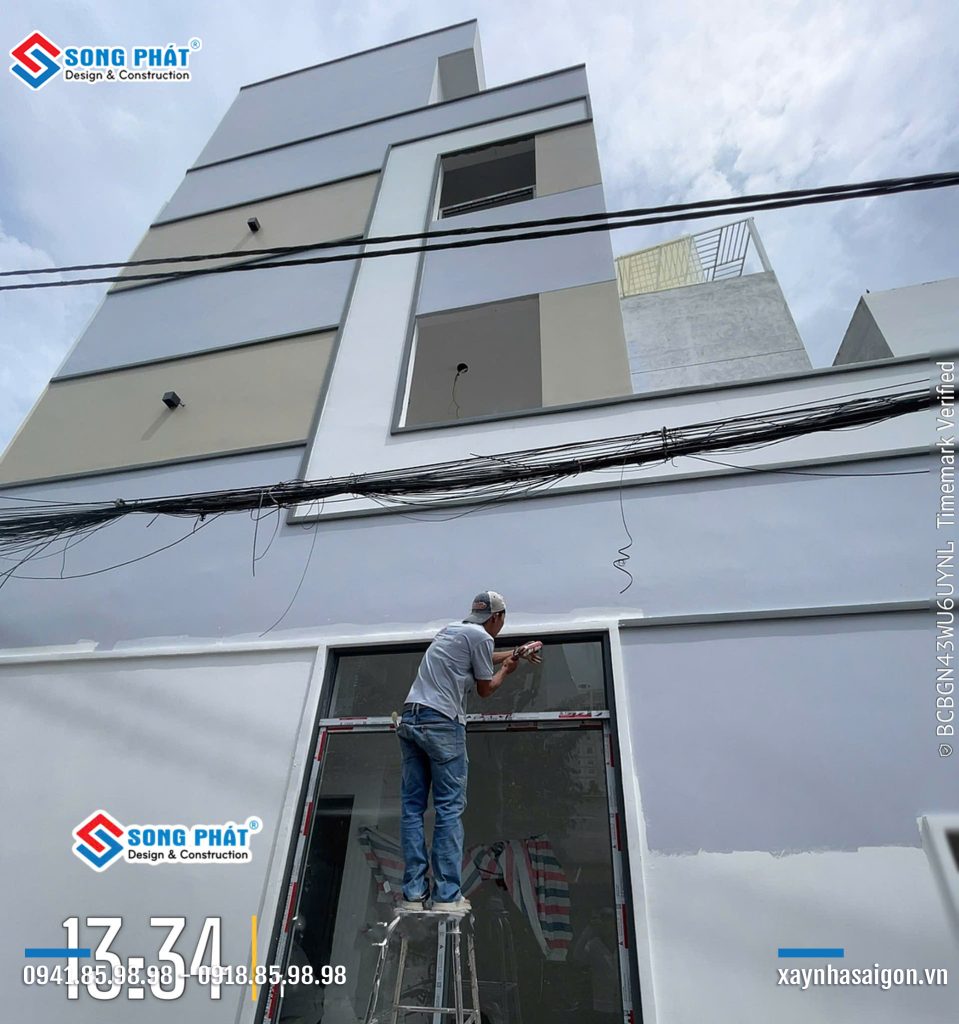 29/07 thi công sơn nước, lăn màu hoàn thiện.