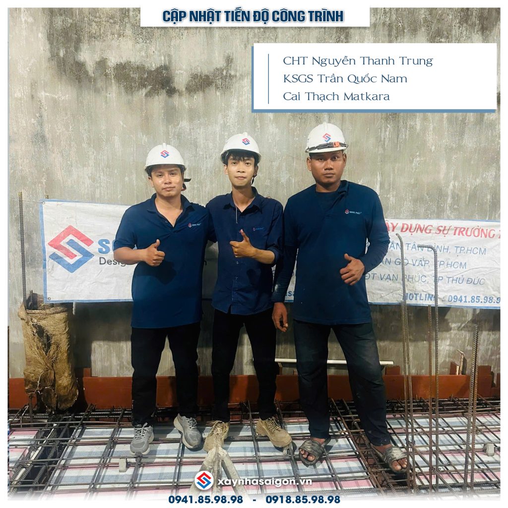 Đội ngũ Song Phát nghiệm thu thép sàn, giám sát quá trình đổ bê tông,