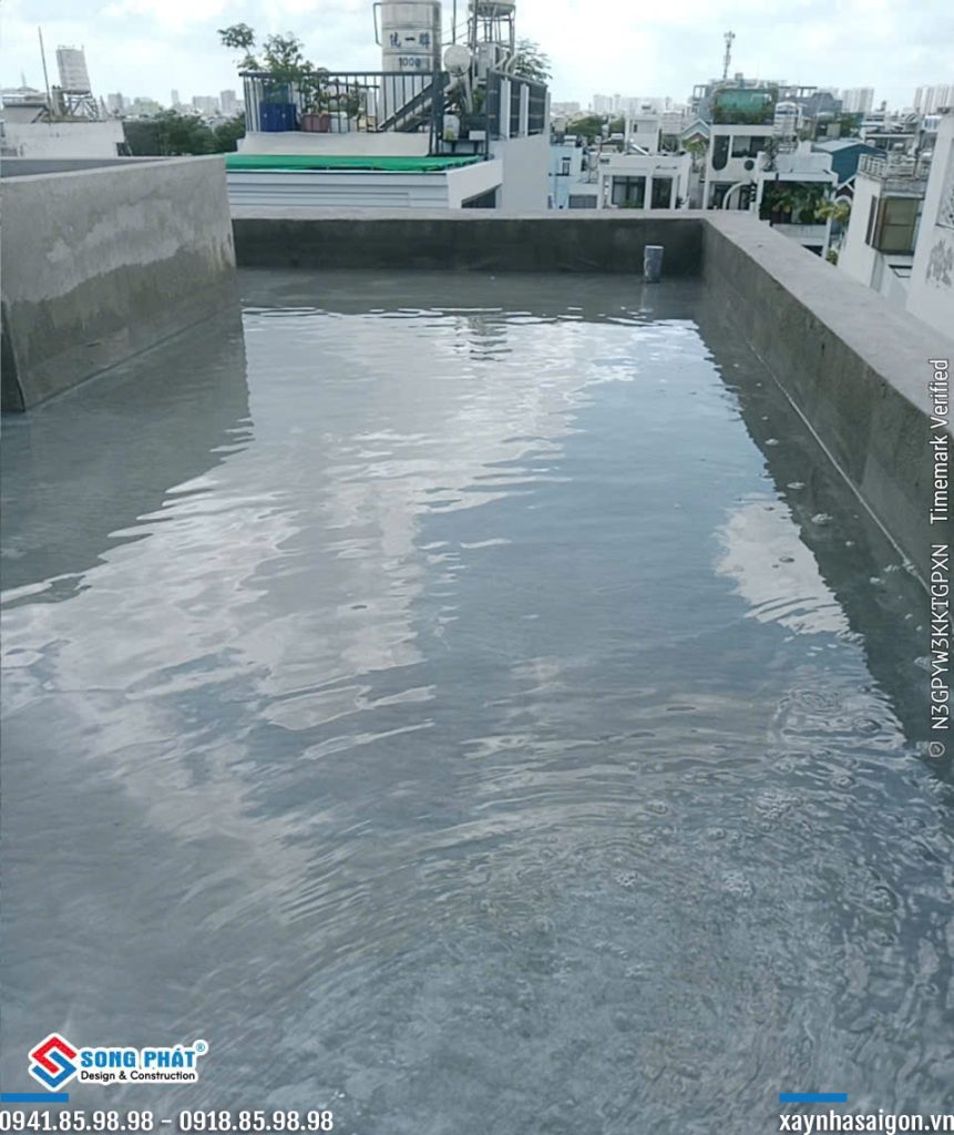 10/09 test nước chống thấm mái + sân thượng.