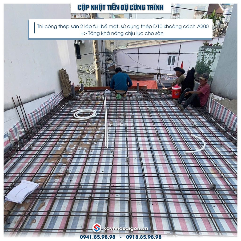 13/07 gia công lắp dựng thép sàn lầu 1.