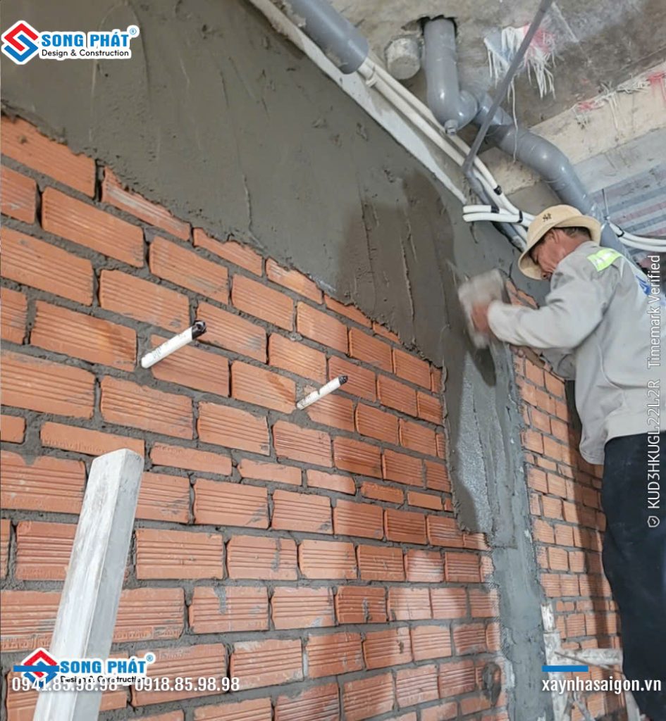 14/07 xây tô tường tầng trệt.