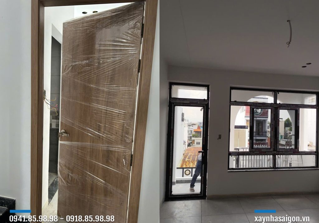 17/06 thi công lắp đặt cửa nhôm kính, cửa composite.