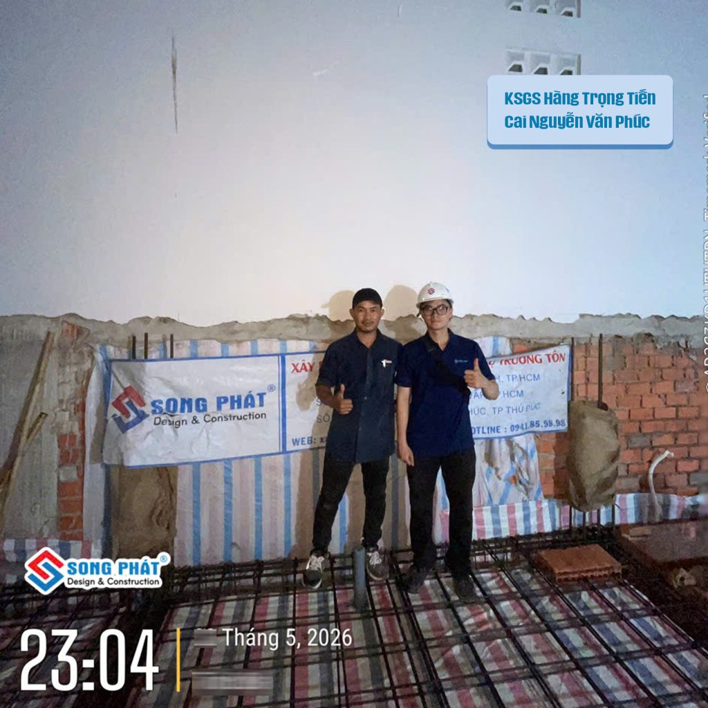 Đội ngũ Song Phát nghiệm thu thép sàn, giám sát quá trình đổ bê tông
