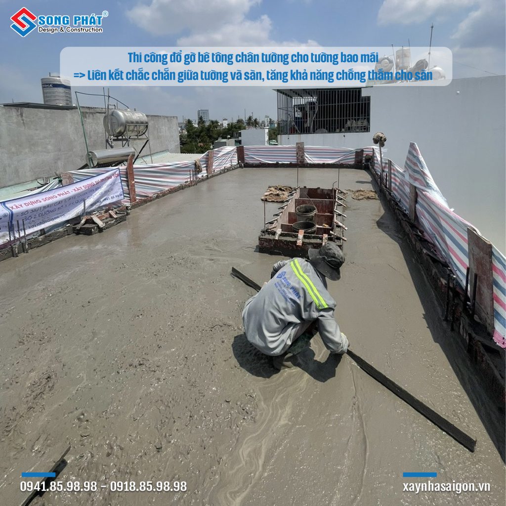 Đổ bê tông thép sàn mái