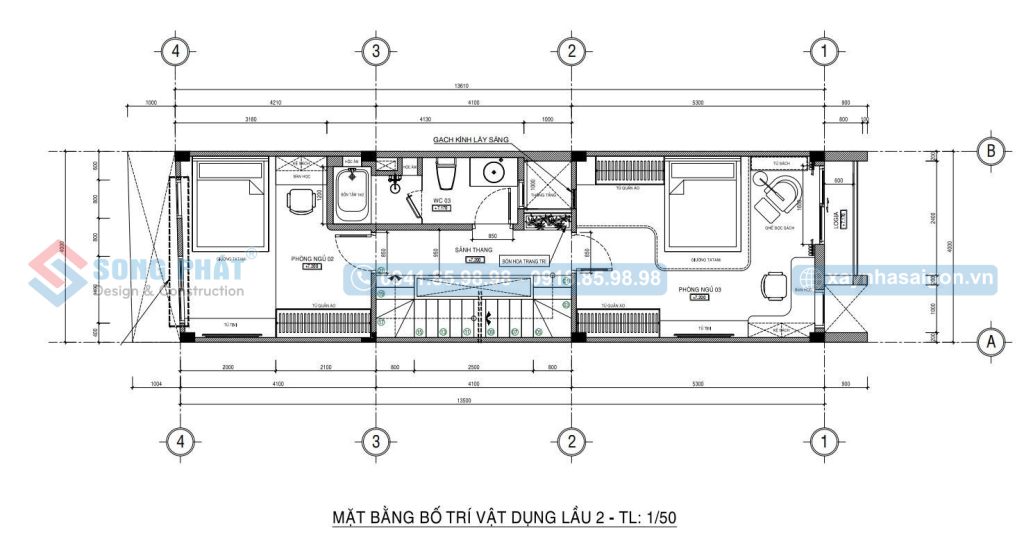Mặt bằng bố trí vật dụng lầu 2