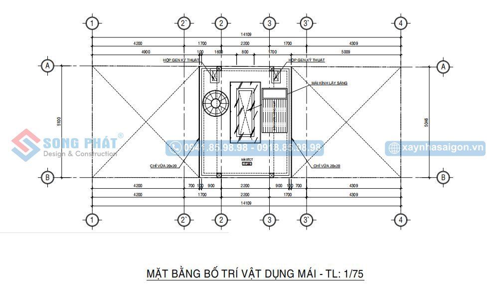 Mặt bằng bố trí vật dụng mái 