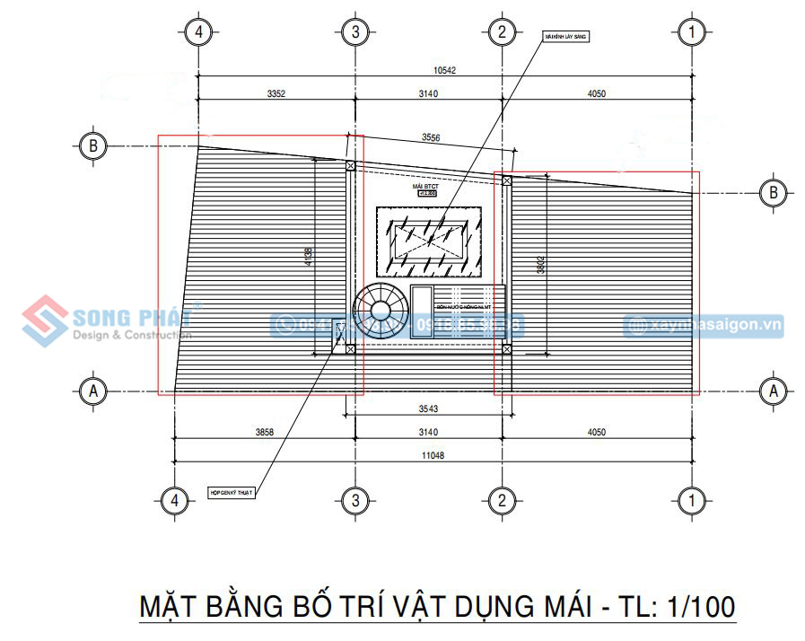 Mặt bằng bố trí vật dụng mái