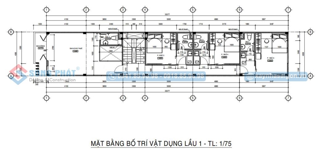 Mặt bằng bố trí vật dụng lầu 1