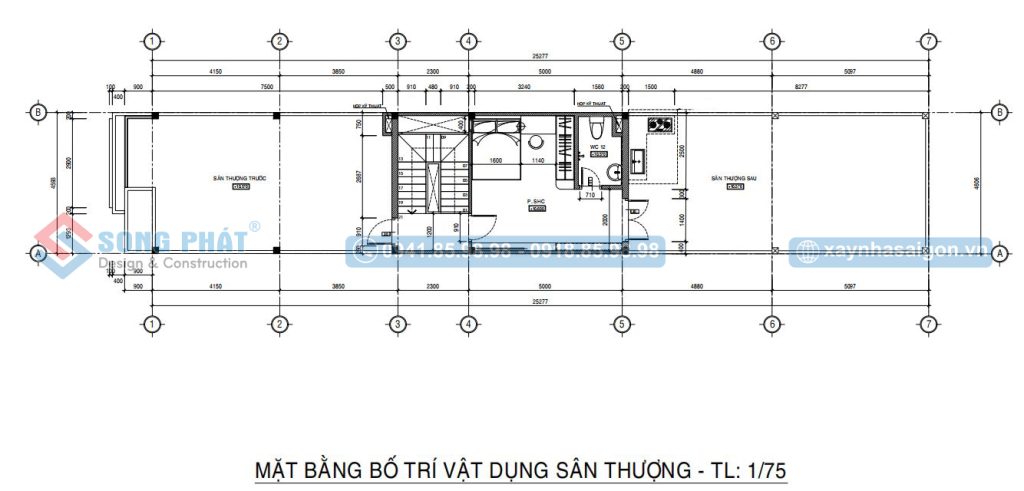 Mặt bằng bố trí vật dụng sân thượng