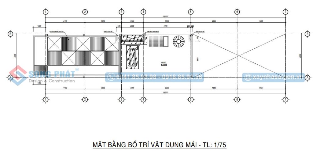Mặt bằng bố trí vật dụng mái 